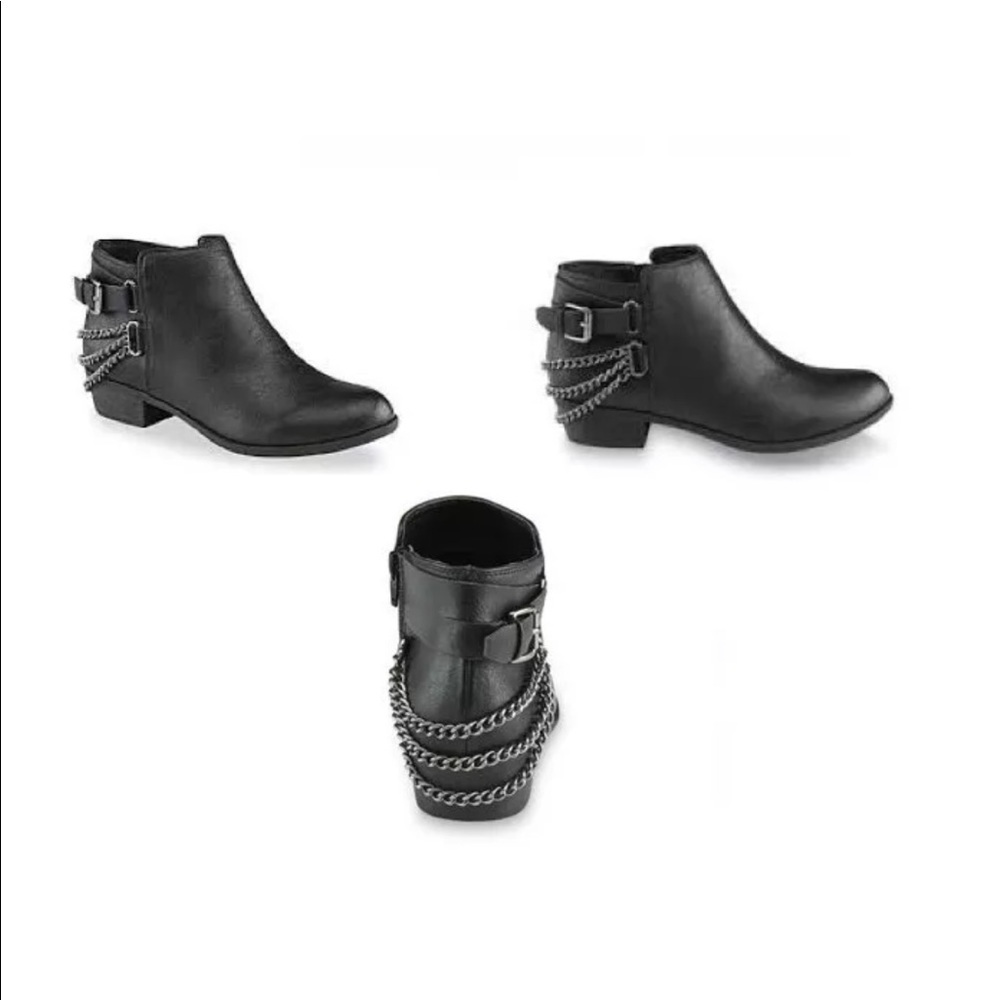 NWOB JOE BOXER BLACK ELSEY CHAIN WOMENS BOOTS 8 M